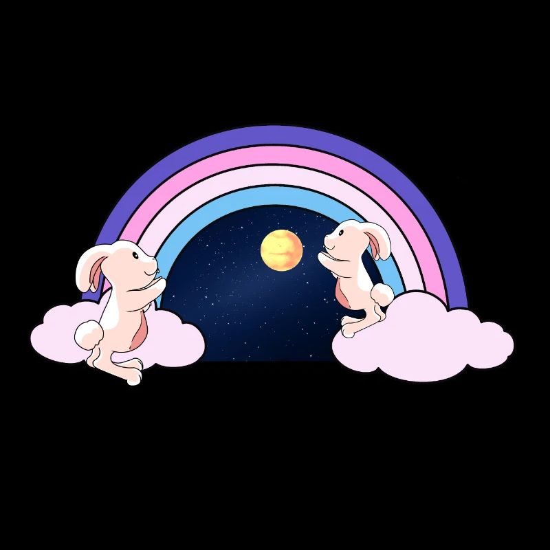 Rainbow Fantasy Rabbit Kids Moon Starry Sky
