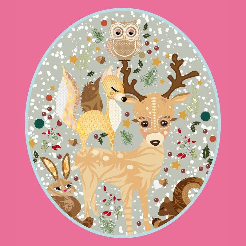 Mignons animaux de la forêt célébrant Noël ensemble