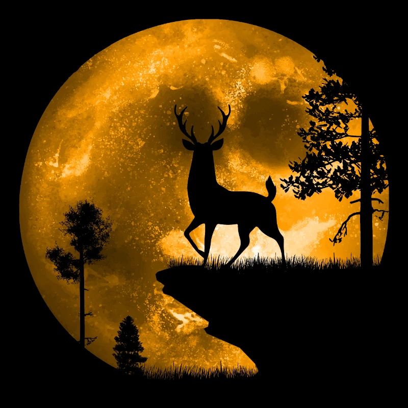 Cerf au clair de lune