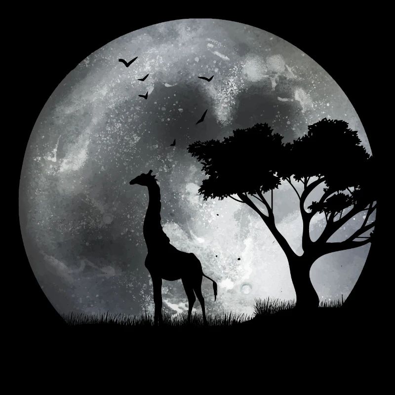 Giraffe in the moonlight