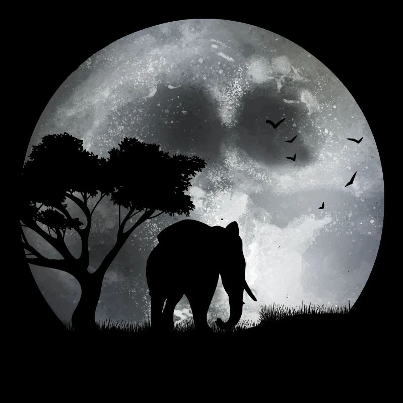Éléphant au clair de lune