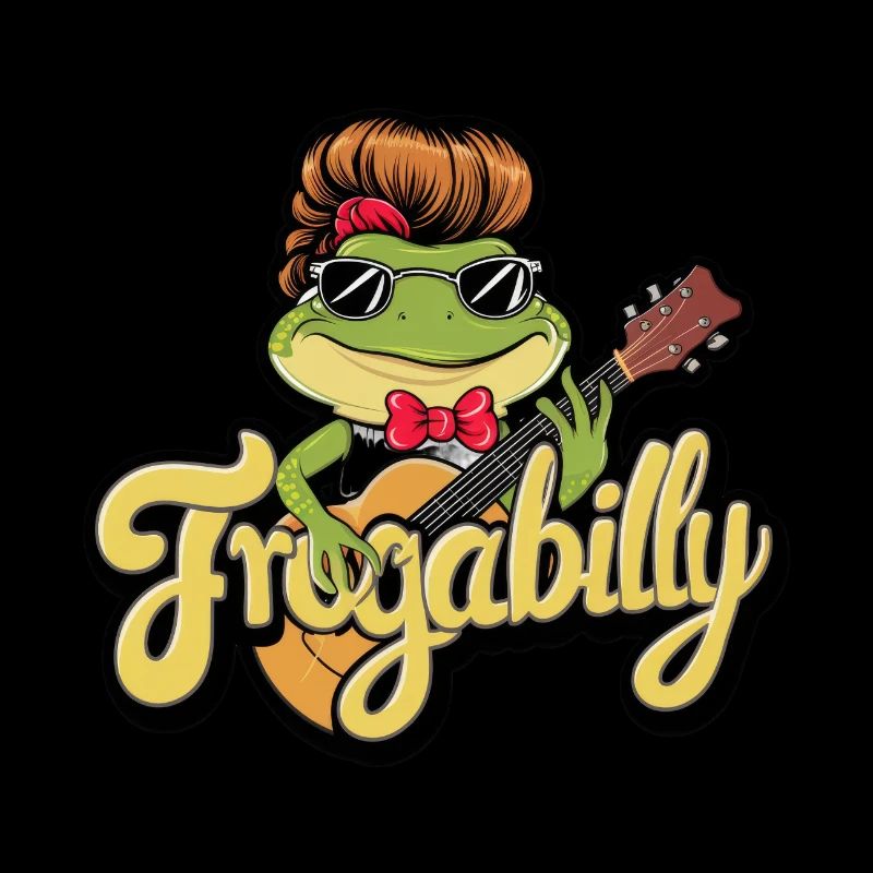 Grenouille de dessin animé avec une coupe de cheveux Rockabilly