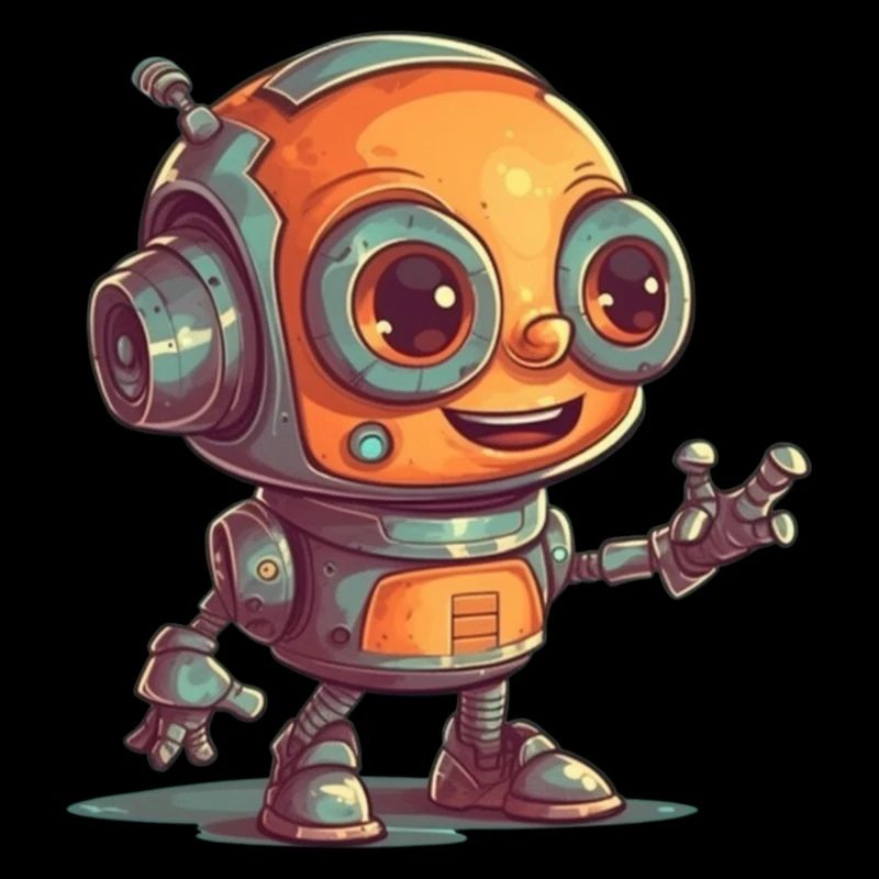Cute waving robot technology friend
