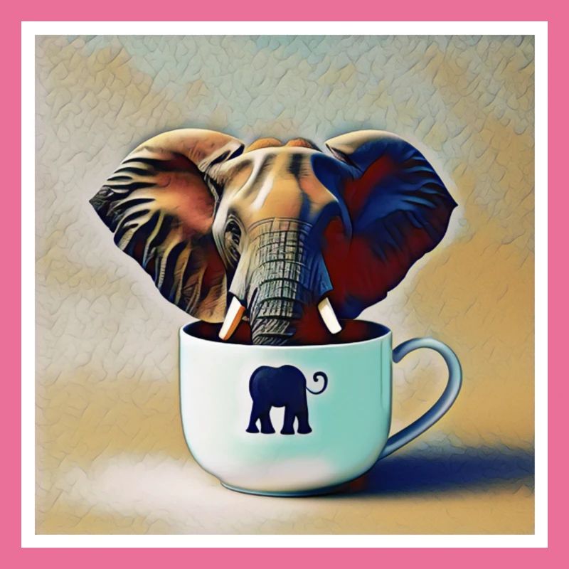 Elephant drinking a coffee