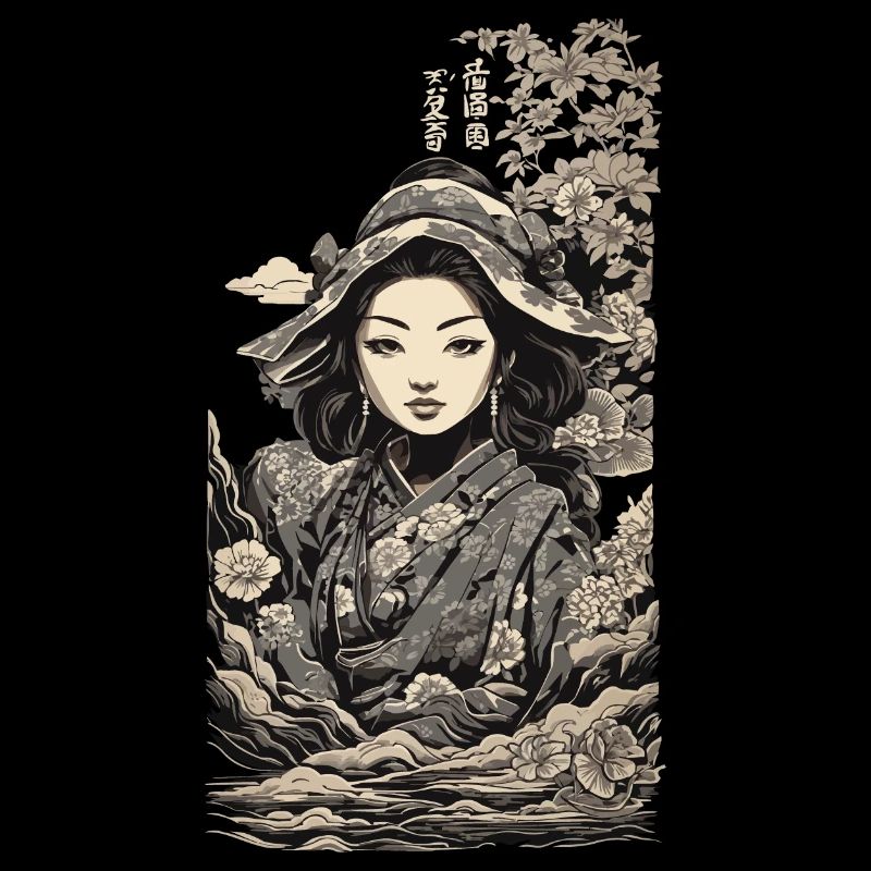 Femme japonaise dans le style rétro ukiyo-e