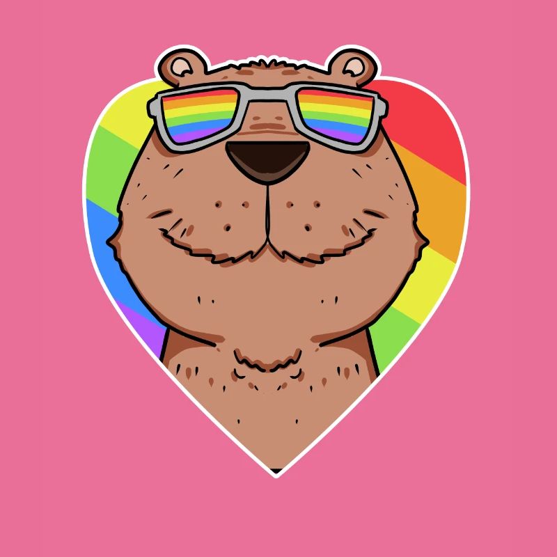 Regenbogen - Capybara mit Brille und Herz
