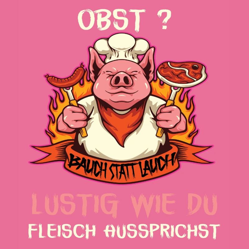 Witziges Schwein mit Fleischspruch