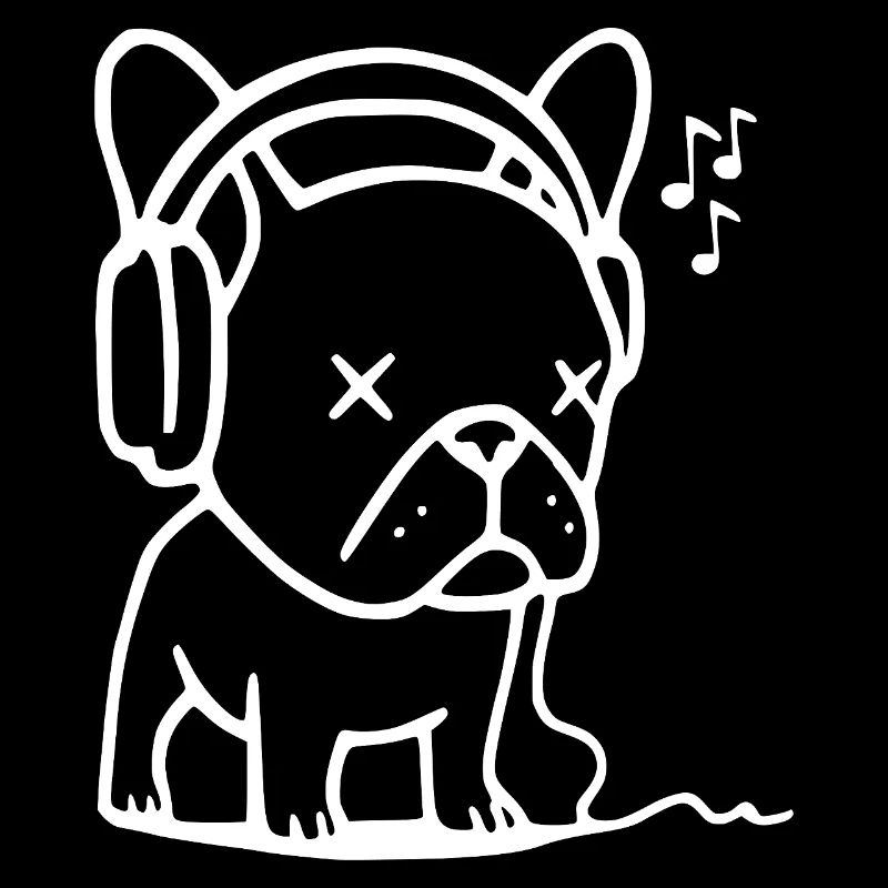 Frenchie Bulldogge mit Kopfhörern