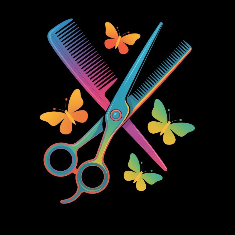 Friseur Schere Kamm Schmetterling