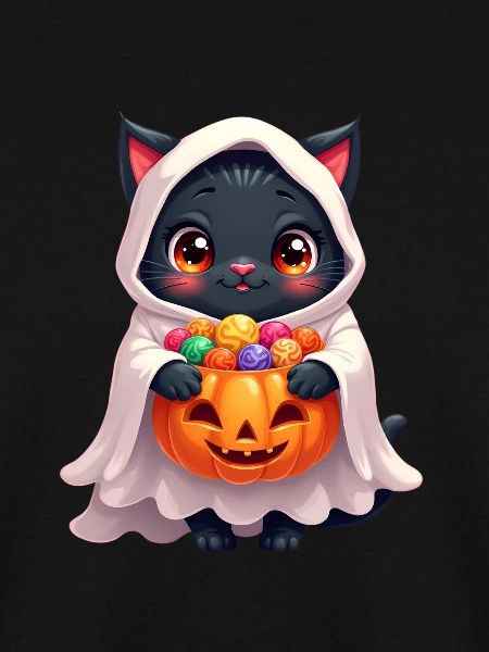 Halloween Cat with Halloween Pumpkin