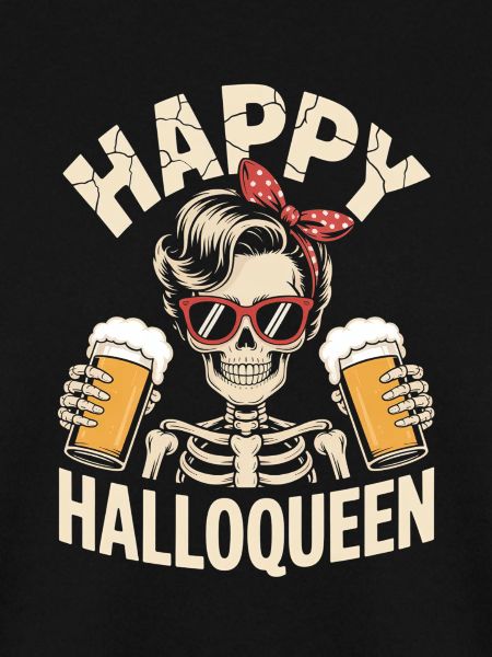 Happy Hallqueen Skelett mit Biergläsern