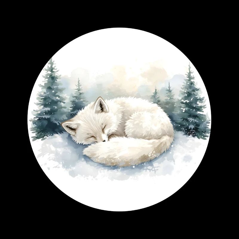 Polarfuchs Schneeschlaf Aquarell