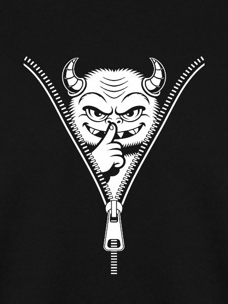 Naughty devil hidden behind zipper