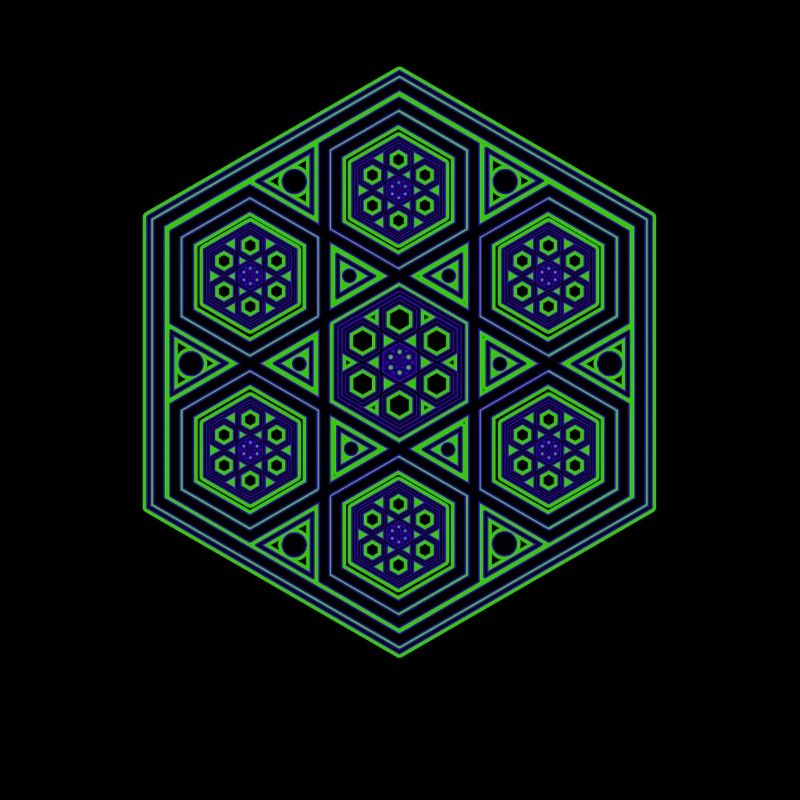 Yoga Meditation Dancing Kaleidoscope Hexagon Pattern