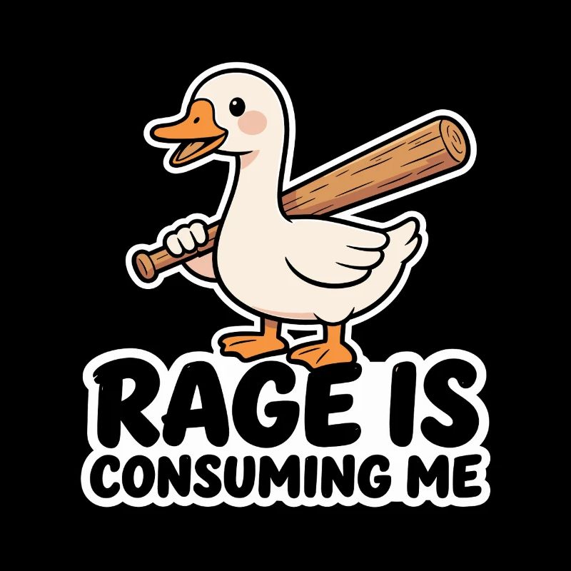 Rage Is Consuming Me Funny Goose With Bat