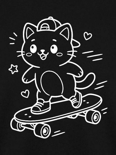 Skateboarding Kawaii Cat