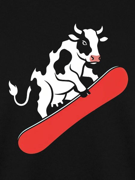 Kuh auf Skateboard