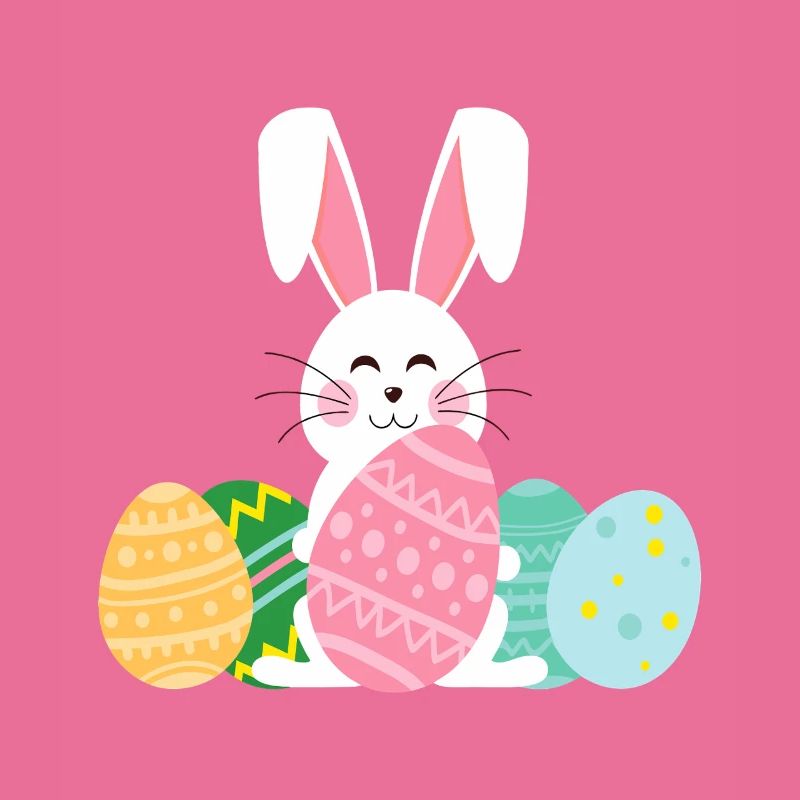 Pastel Easter Bunny with Eggs