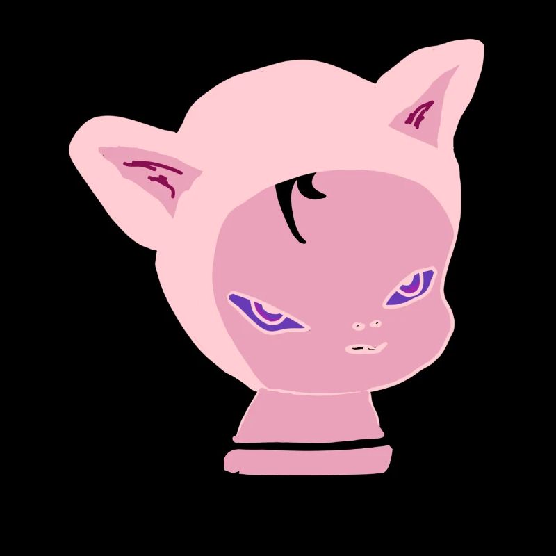 Tête de chat rose : look violet néon