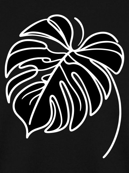 Monstera Blatt gefüllt Schwarz