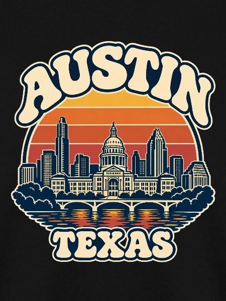 Texas Austin Skyline Retro-Sonnenuntergang