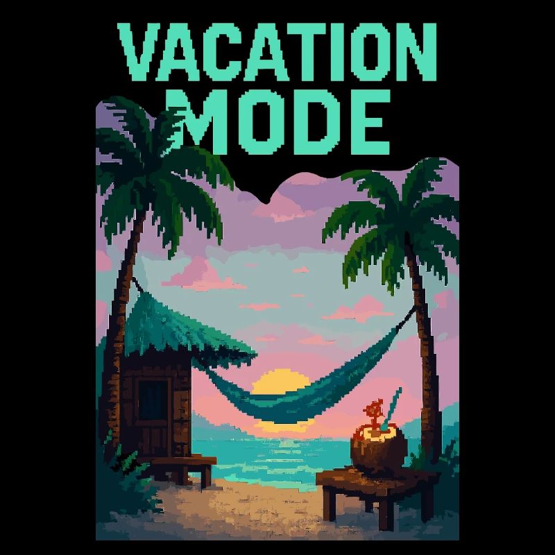Vacation Mode – Pixel-Strandshirt mit Urlaubsfeeli
