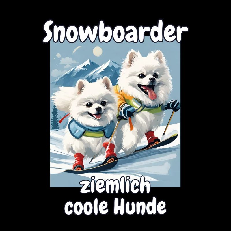 Snowboarder Snowboard Hunde Pomeranian