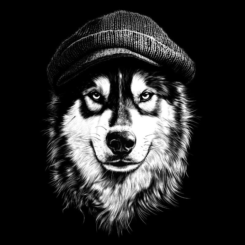 Alaskan Malamute Bobble Hat Dog Sled Dog
