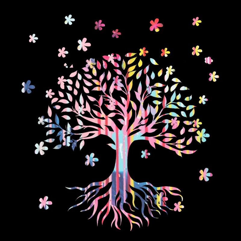 Arbre de Vie,Arbre de Vie,fleurs,coloré,graffiti