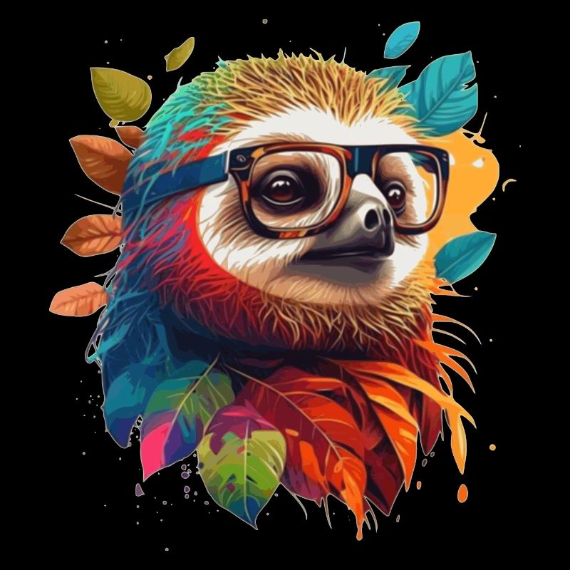 Faultier mit schlauer Brille im bunten Vector Look