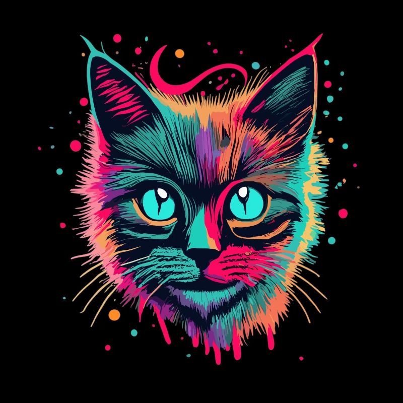 Neon Cat Portrait