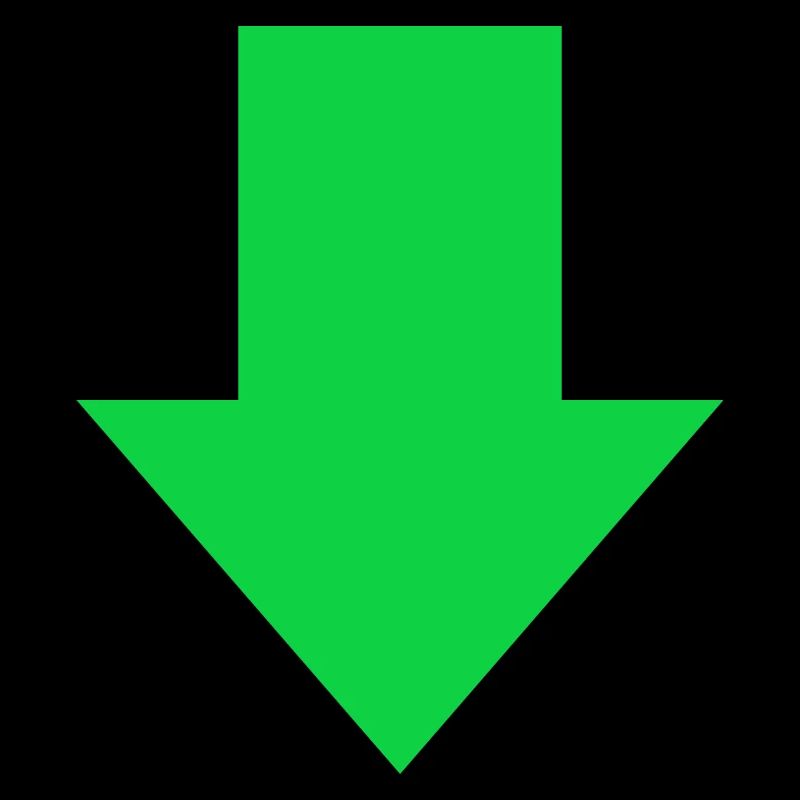 Down arrow towards green arrowhead
