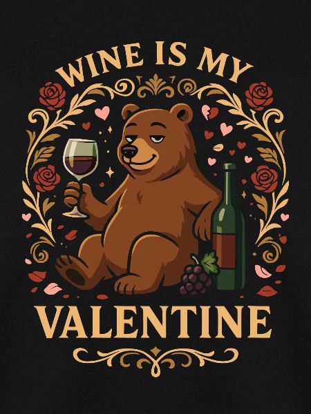 Wine Is My Valentine Bear