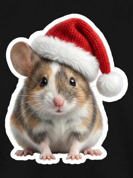Süße Maus mit großer Weihnachtsmütze