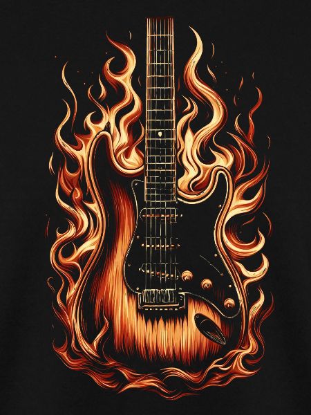 E-Gitarre mit Flammen