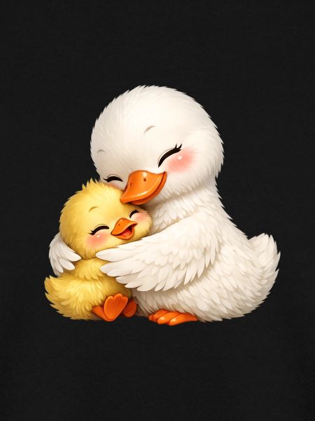 Mutter-Ente kuschelt mit ihrem Baby