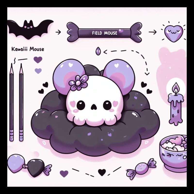 Kawaii Pastellgoth Halloween Maus