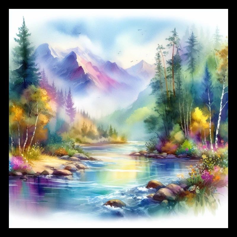 Bunte Aquarell Landschaft