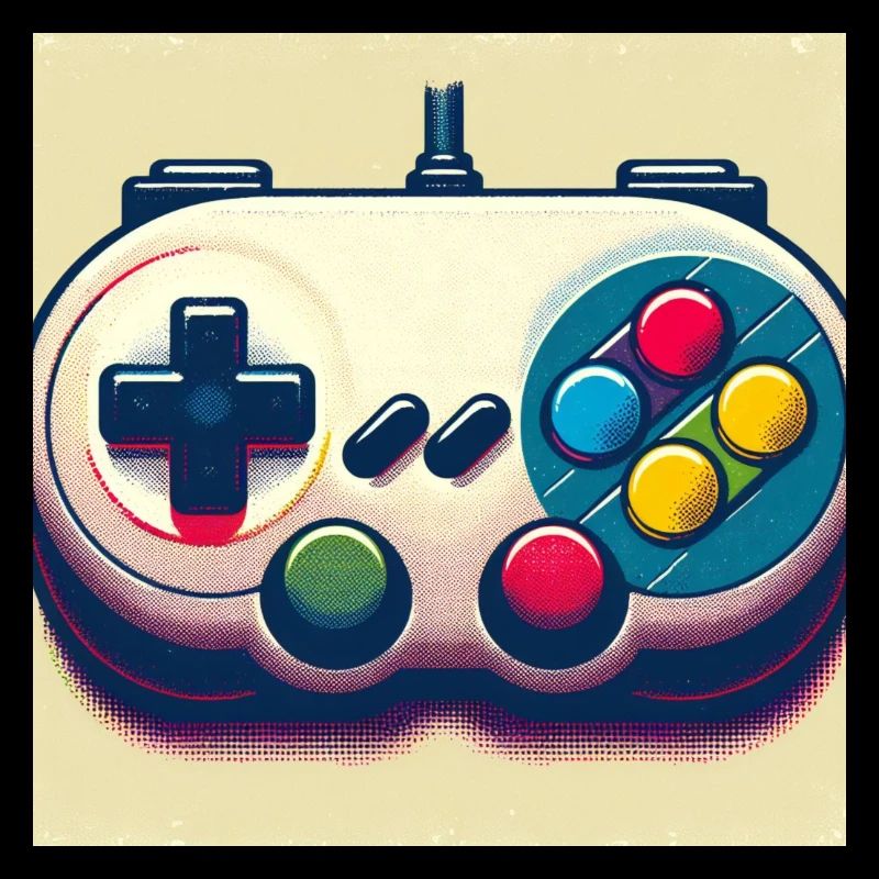 Manette de jeu rétro en Risograph