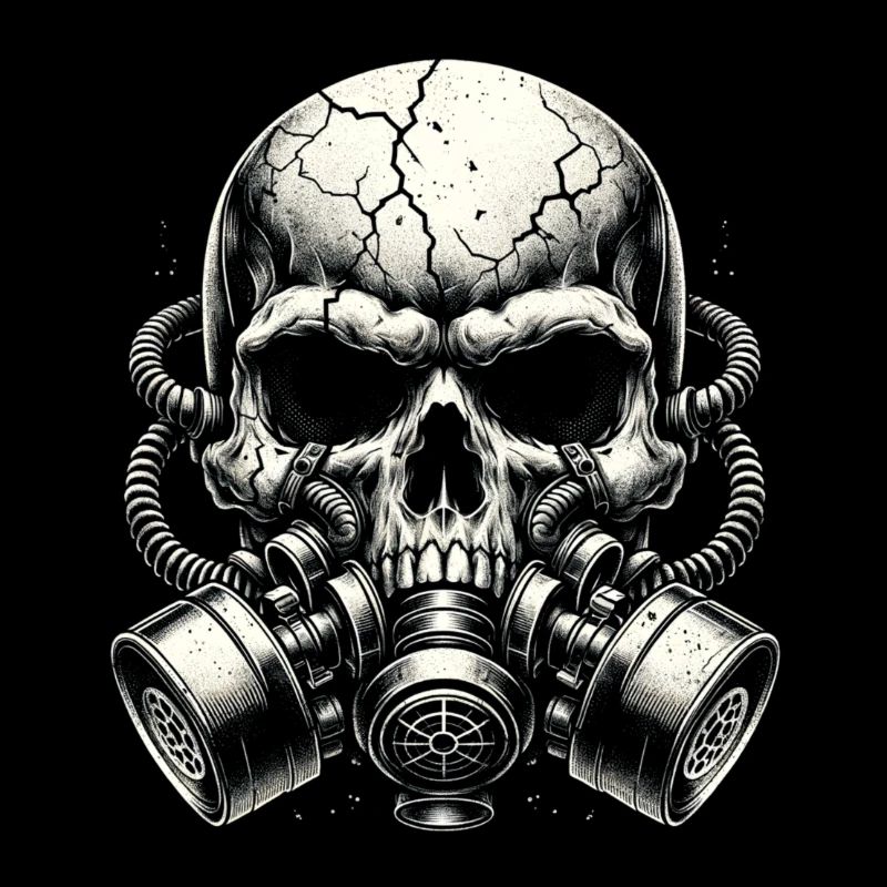 Zerbrochener Schädel mit zwei Filtern