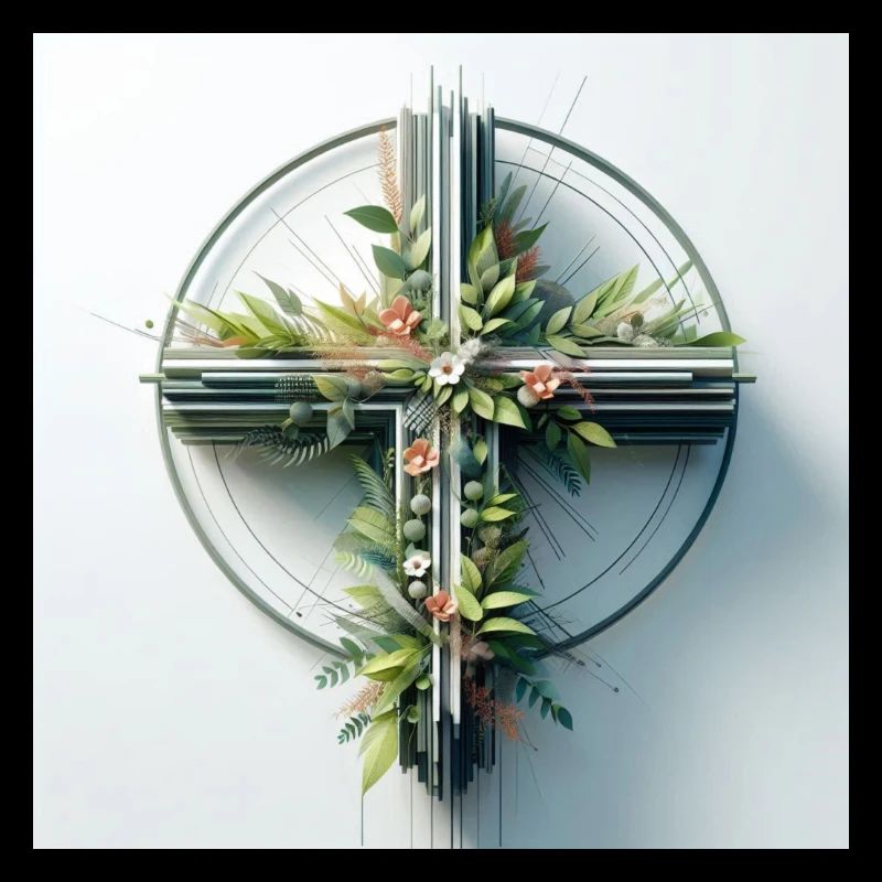 Kreuz Design mit Blumen