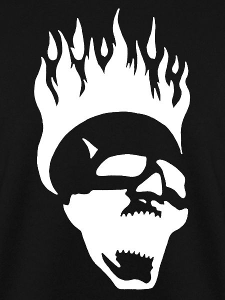 Flammender schreiender Schädel (weiß)