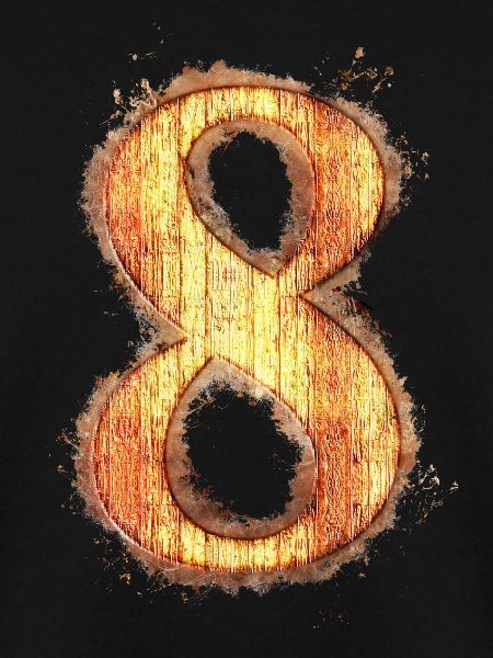 Nummer 8 hell glühend