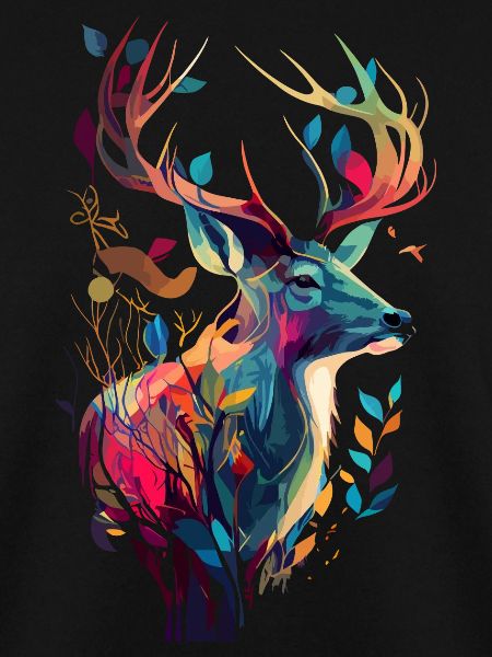 Jagd auf Hirsche bunt