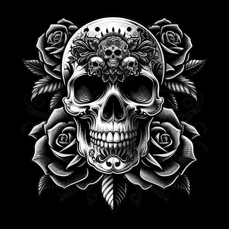Crâne gothique et Roses Art