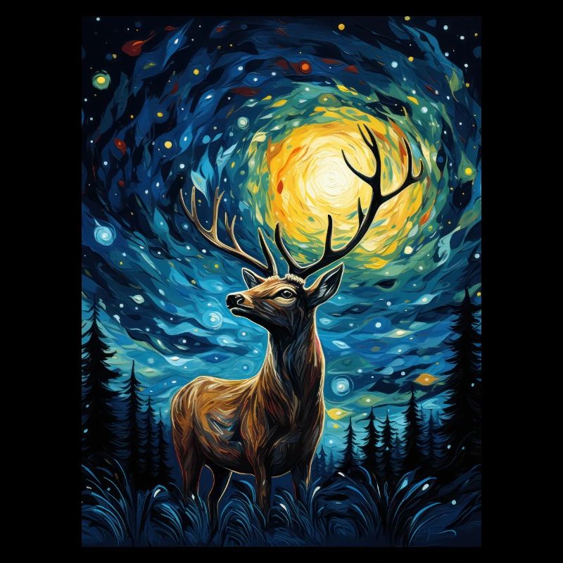 Cerf, Van Gogh, Nuit Étoilée, Animal