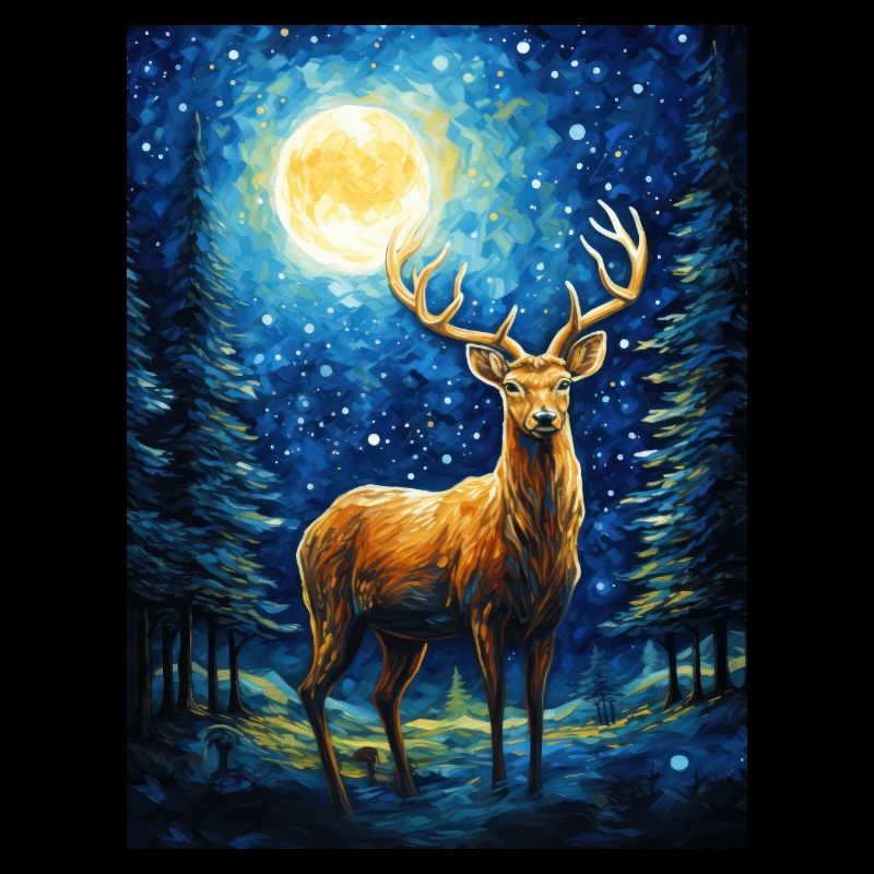 Cerf, Van Gogh, Nuit Étoilée, Animal