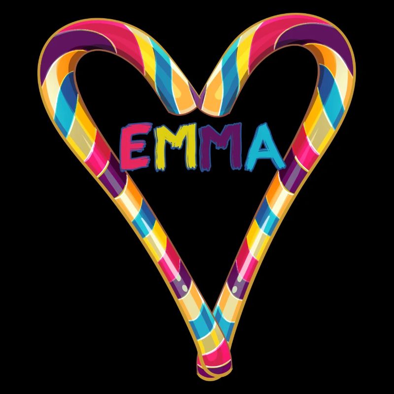 Emma,Nom,Coeur, Candy Cane, Bonbons