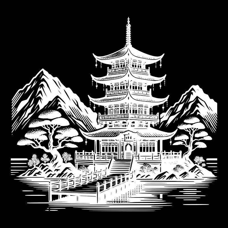 Asiatisches Landschaft Meditation Design