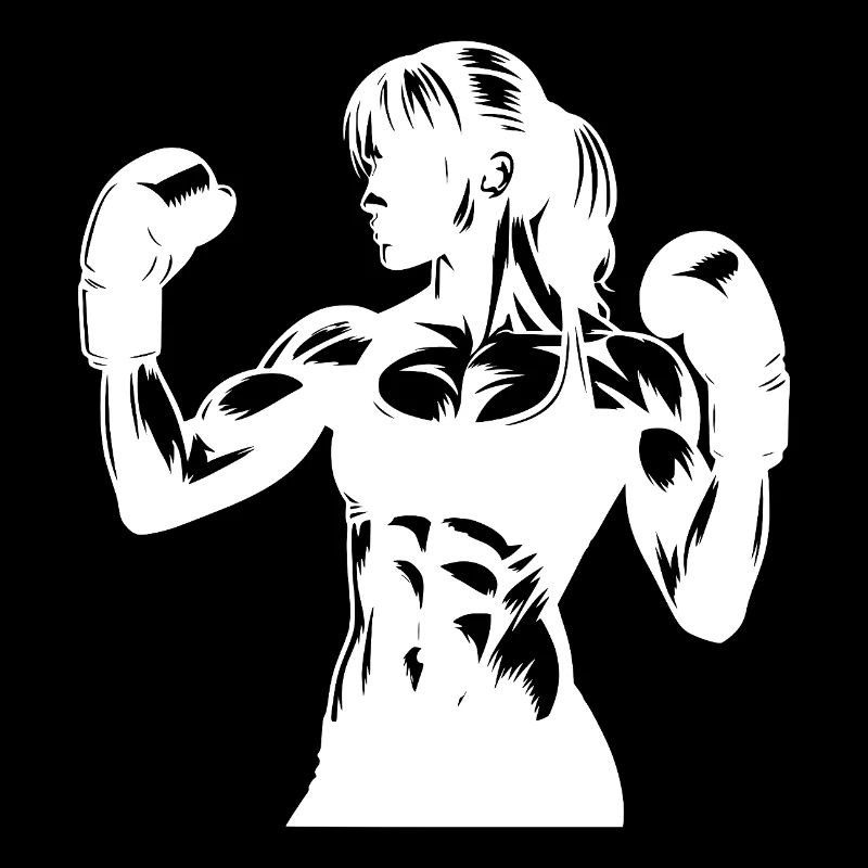 Boxeuse forte femme dans la pose de combat avec les poings levés